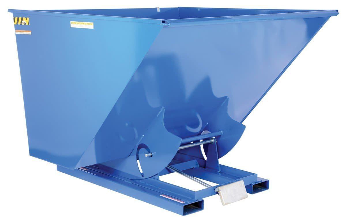 Self-Dumping Steel Hoppers with Bumper Release - D Style Vestil